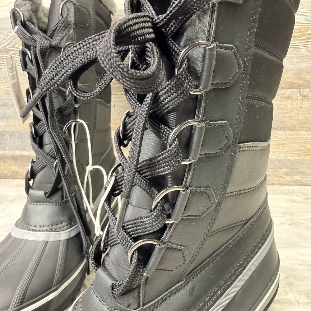 JBU Sabine Ladies' Water Resistant Winter Faux Fur Snow Boot Black Size 8 - Picture 6 of 12